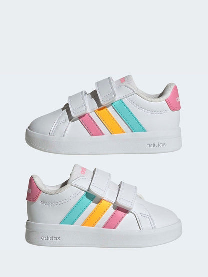 adidas White/Multi Grand Court 3.0 Infant Trainers