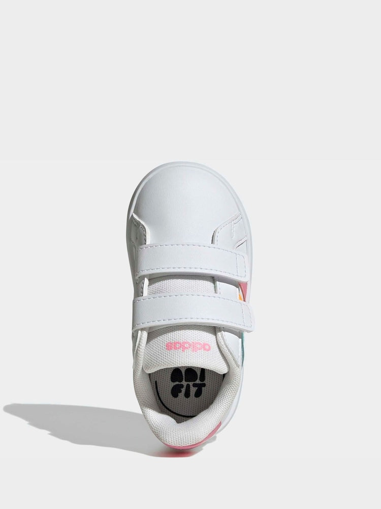 adidas White/Multi Grand Court 3.0 Infant Trainers
