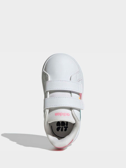 adidas White/Multi Grand Court 3.0 Infant Trainers