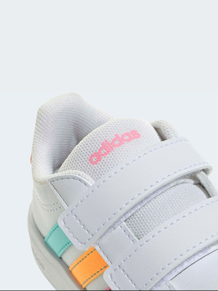 adidas White/Multi Grand Court 3.0 Infant Trainers