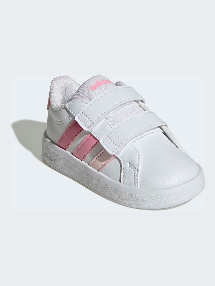 adidas White/Pink Grand Court 3.0 Infant Trainers