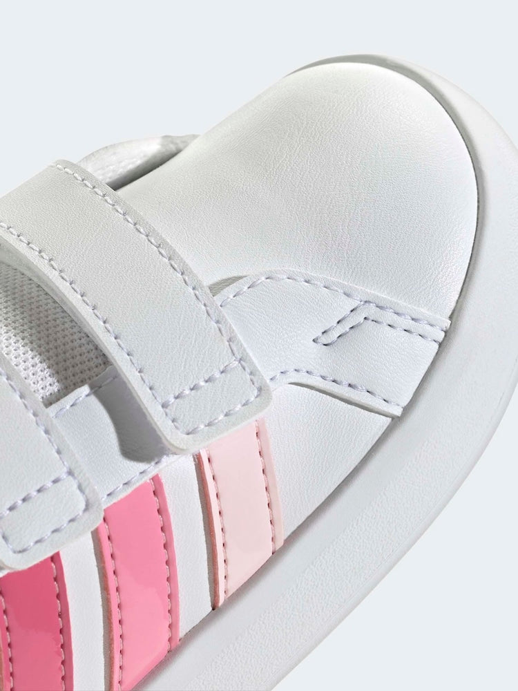 adidas White/Pink Grand Court 3.0 Infant Trainers