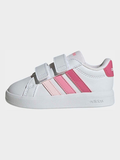adidas White/Pink Grand Court 3.0 Infant Trainers