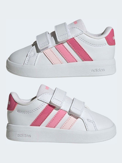 adidas White/Pink Grand Court 3.0 Infant Trainers
