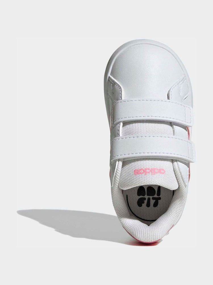 adidas White/Pink Grand Court 3.0 Infant Trainers