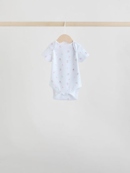 Pink 7 Pack Short Sleeve Baby Bodysuit