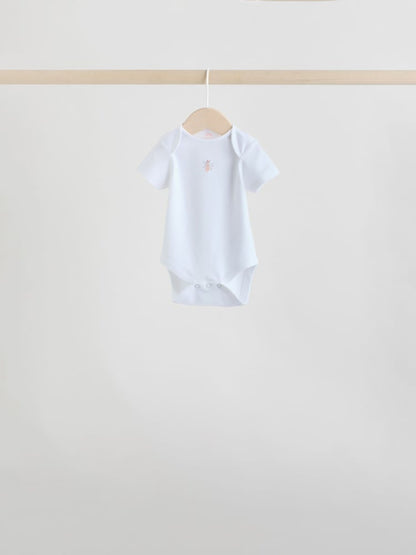 Pink 7 Pack Short Sleeve Baby Bodysuit