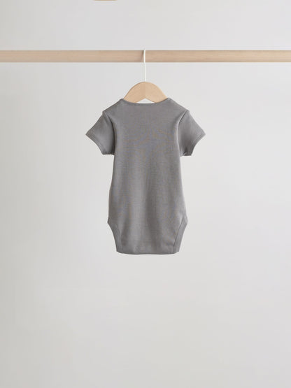 Blue 5 Pack Short Sleeve Baby Bodysuits