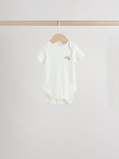 Blue 5 Pack Short Sleeve Baby Bodysuits