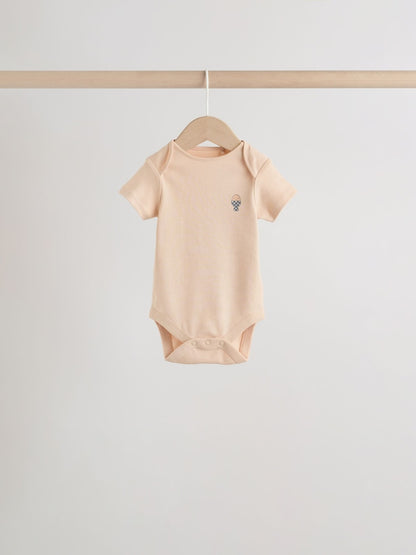 Blue 5 Pack Short Sleeve Baby Bodysuits