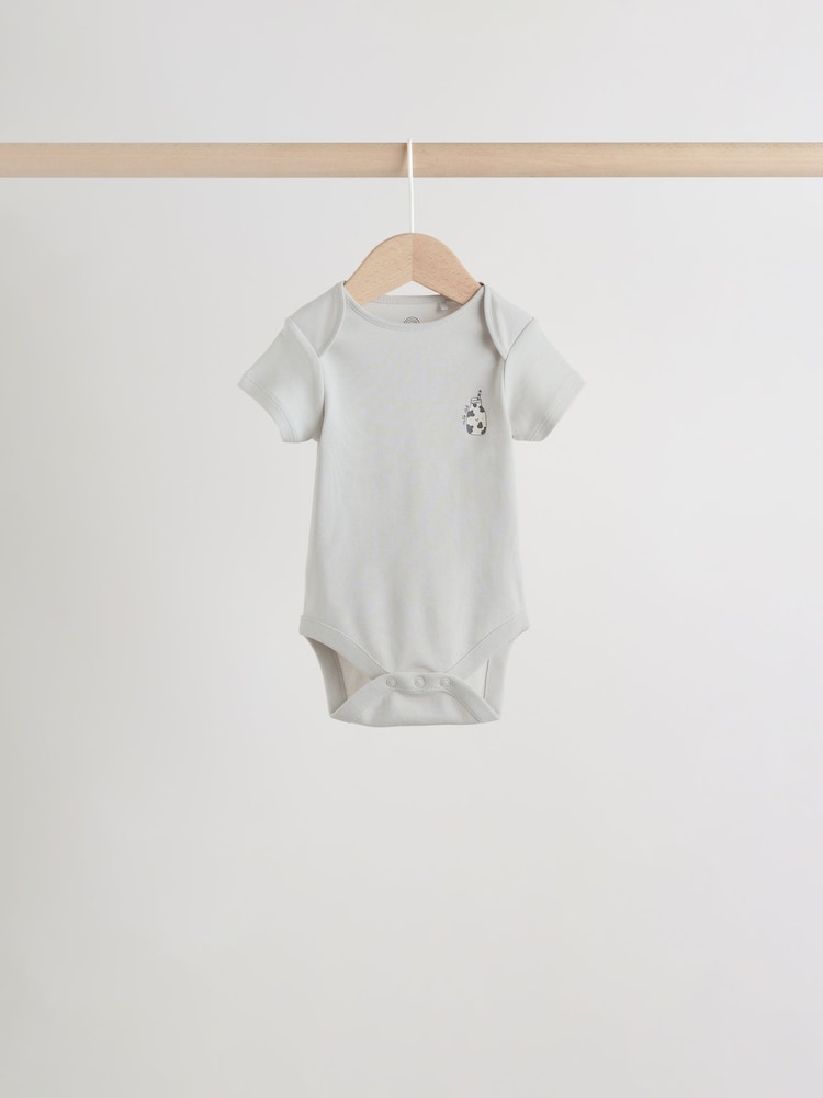 Blue 5 Pack Short Sleeve Baby Bodysuits