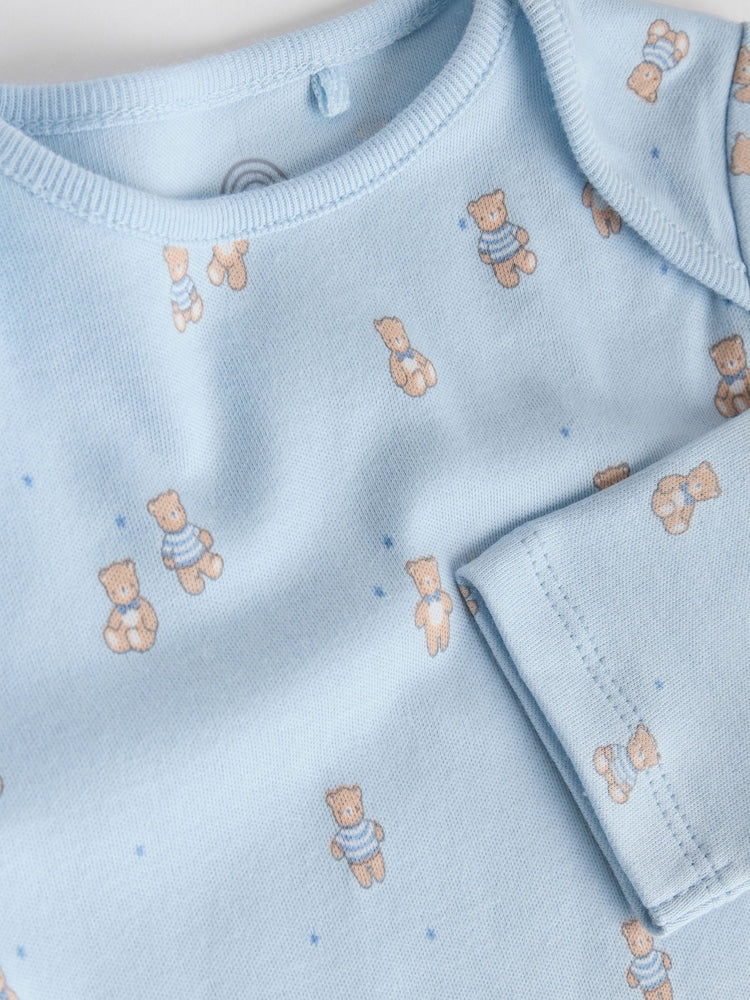 Blue 7 Pack Long Sleeved Baby Bear Bodysuit
