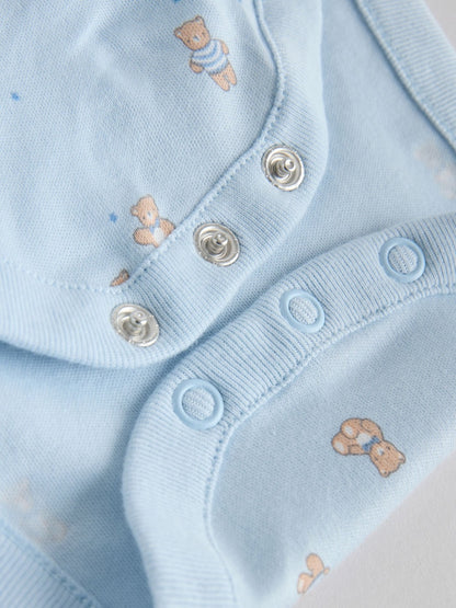 Blue 7 Pack Long Sleeved Baby Bear Bodysuit