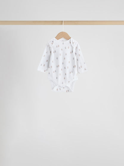 Blue 7 Pack Long Sleeved Baby Bear Bodysuit