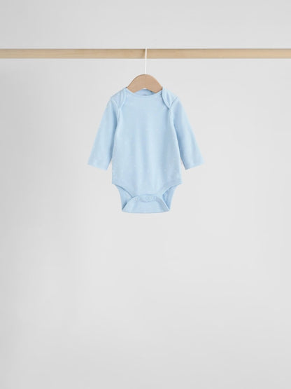 Blue 7 Pack Long Sleeved Baby Bear Bodysuit