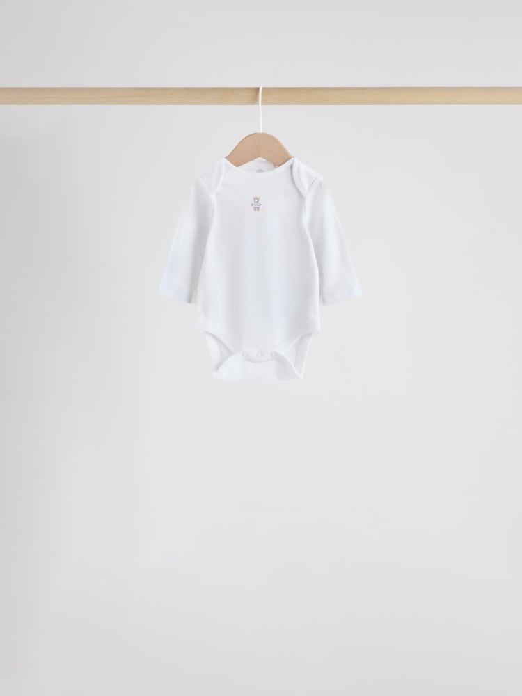 Blue 7 Pack Long Sleeved Baby Bear Bodysuit