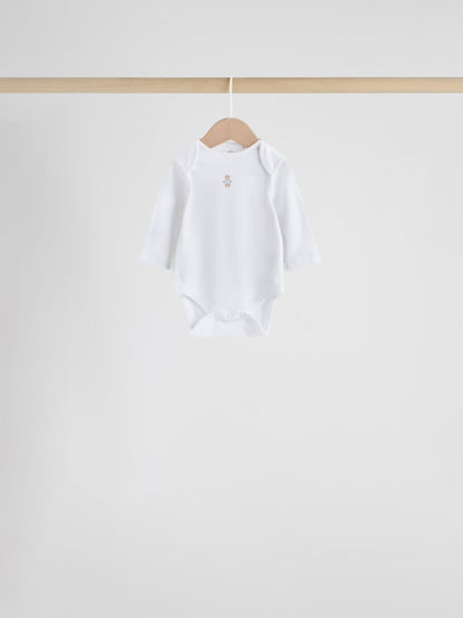 Blue 7 Pack Long Sleeved Baby Bear Bodysuit