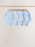 Blue 7 Pack Long Sleeved Baby Bear Bodysuit