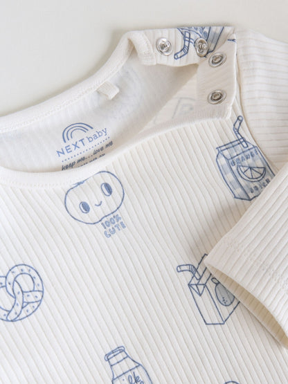 Blue Long Sleeve Long Sleeve Baby Bodysuits 5 Pack