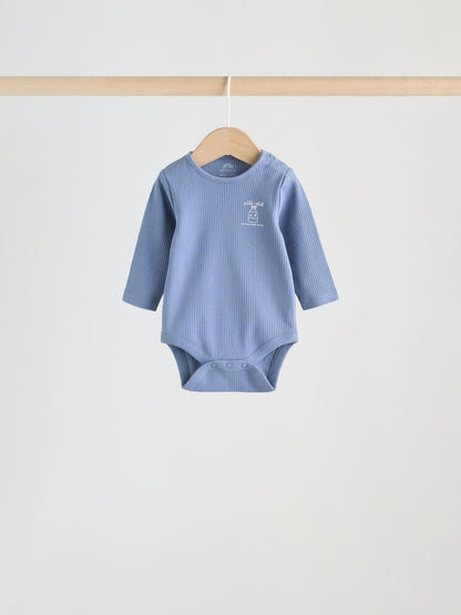 Blue Long Sleeve Long Sleeve Baby Bodysuits 5 Pack