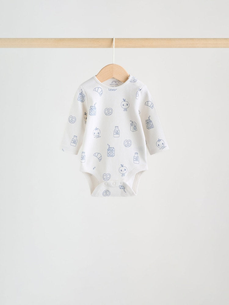 Blue Long Sleeve Long Sleeve Baby Bodysuits 5 Pack