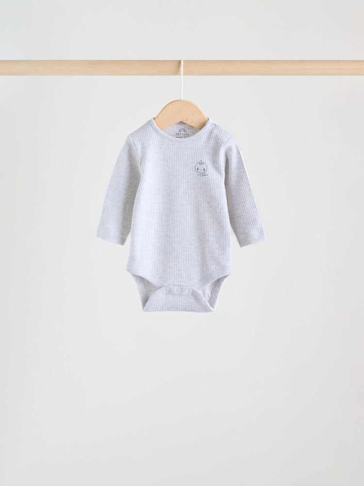 Blue Long Sleeve Long Sleeve Baby Bodysuits 5 Pack