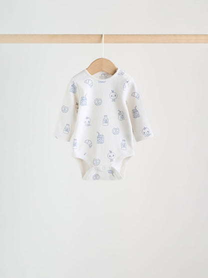 Blue Long Sleeve Long Sleeve Baby Bodysuits 5 Pack