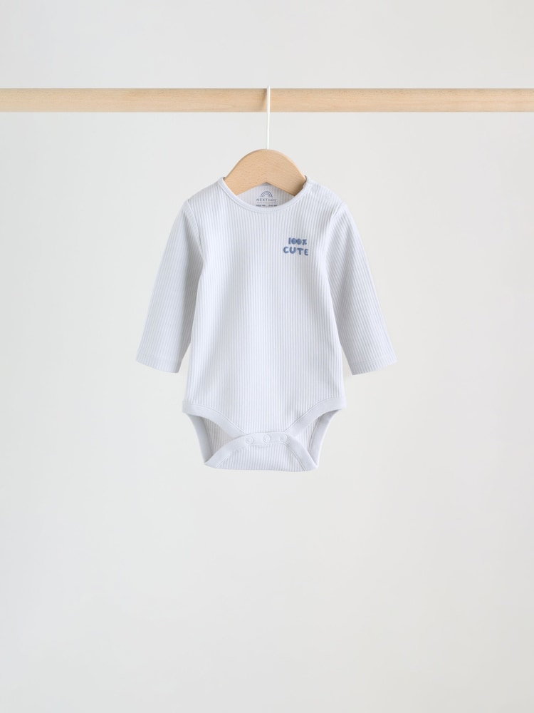 Blue Long Sleeve Long Sleeve Baby Bodysuits 5 Pack