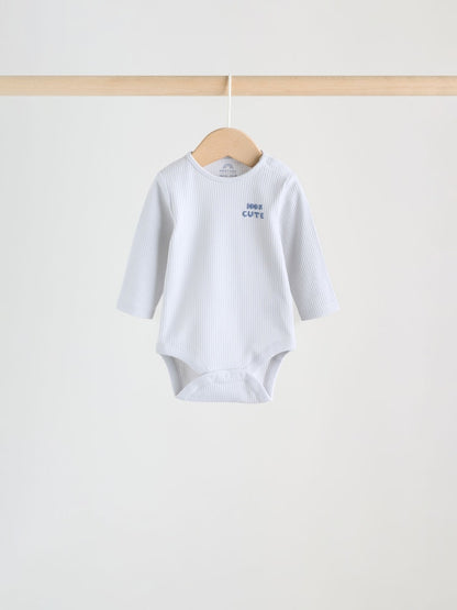 Blue Long Sleeve Long Sleeve Baby Bodysuits 5 Pack