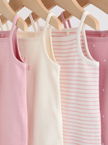 Pink Vest Baby Bodysuits 5 Pack