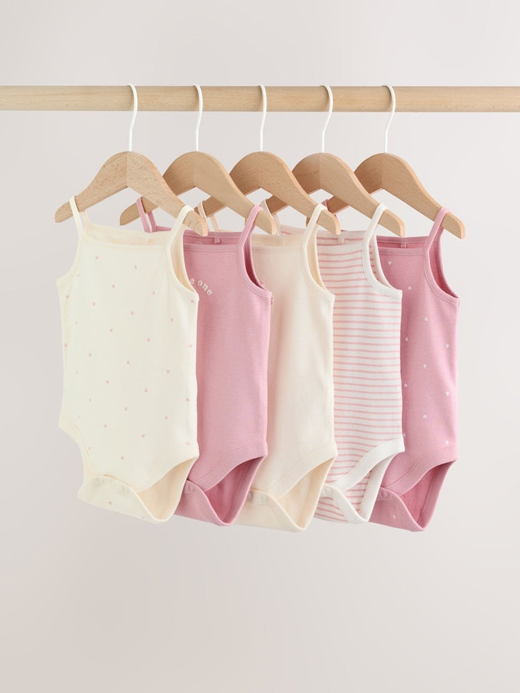 Pink Vest Baby Bodysuits 5 Pack