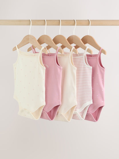 Pink Vest Baby Bodysuits 5 Pack