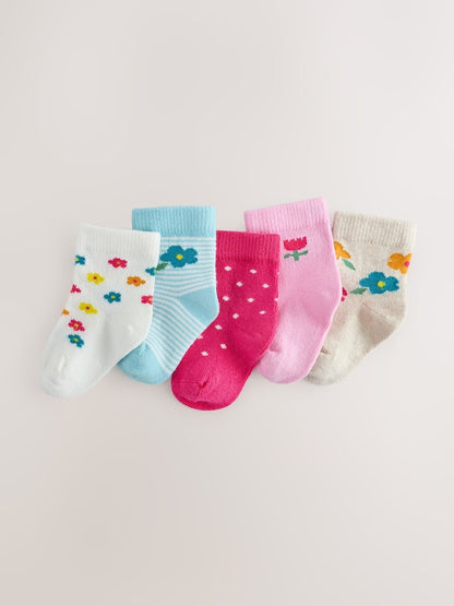 Multi Baby Socks 5 Pack - Size 50cm (First Size) - Multi