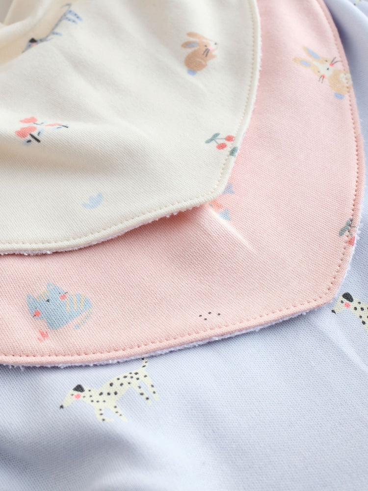Multi Pastel Character Baby Dribble Bibs 5 Pack - Size One