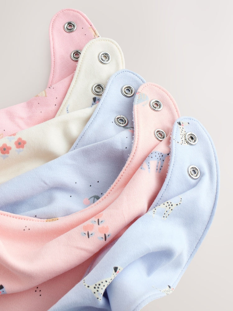 Multi Pastel Character Baby Dribble Bibs 5 Pack - Size One