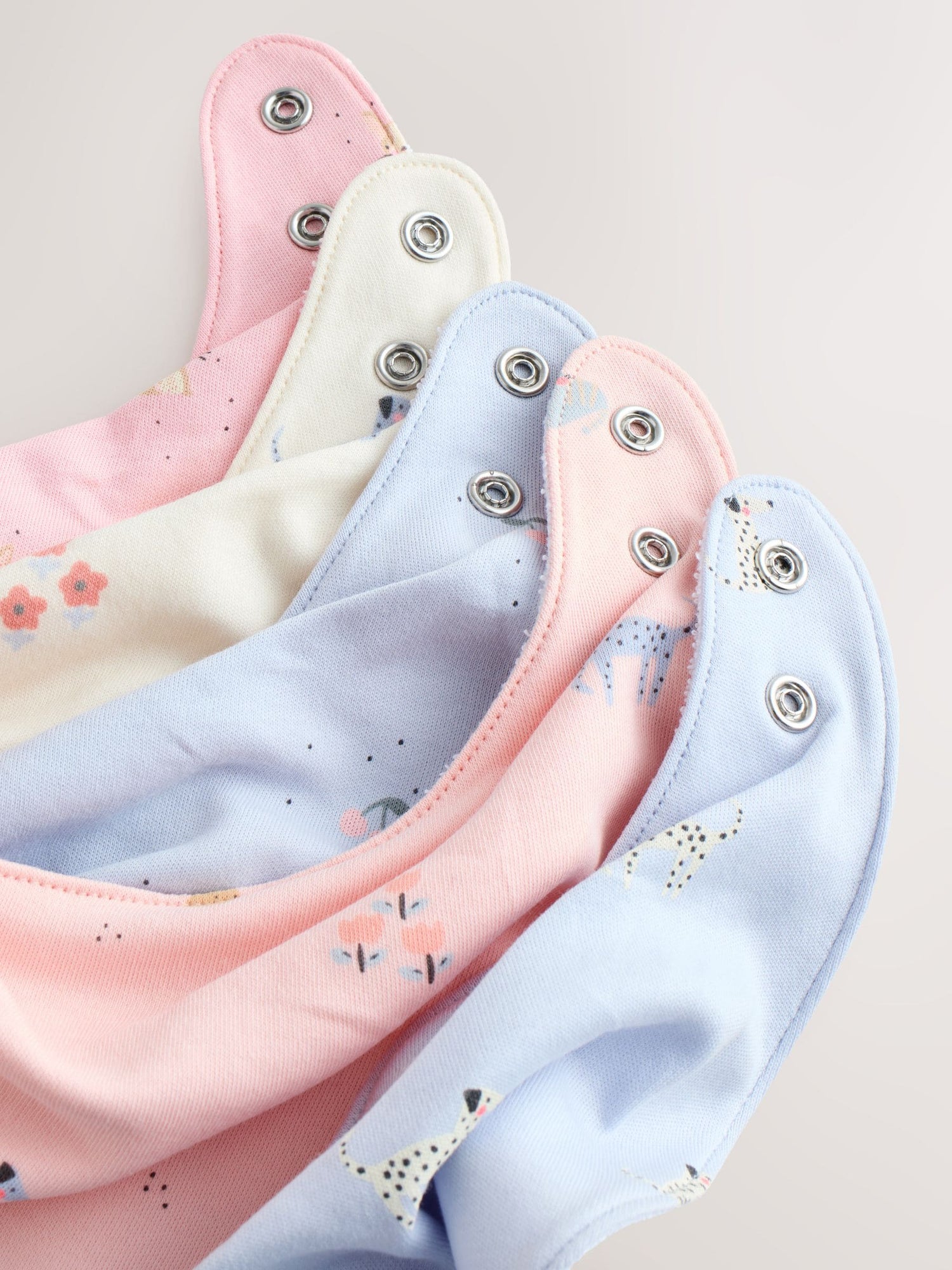 Multi Pastel Character Baby Dribble Bibs 5 Pack - Size One
