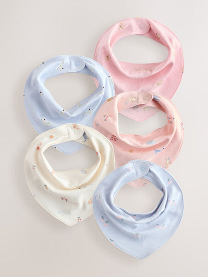 Multi Pastel Character Baby Dribble Bibs 5 Pack - Up to 1 Month (50-56cm)