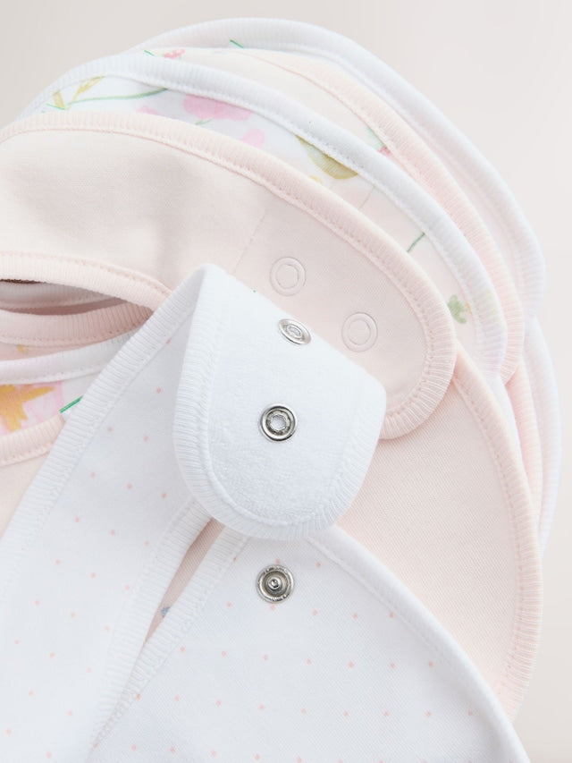 Pink/White Baby Bibs 5 Pack - Size One
