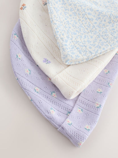 Multi Pointelle Baby Beanies 3 Pack (0-18mths) - Size 50cm (First Size)