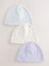 Multi Pointelle Baby Beanies 3 Pack (0-18mths) - Size 50cm (First Size)