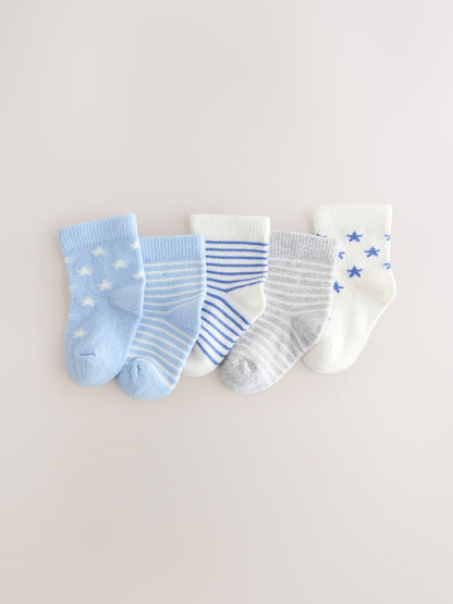 Blue Socks 5 pack - Size 50cm (First Size) - Blue