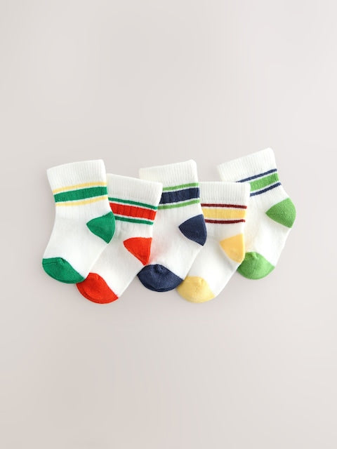 White Baby Socks 5 Pack - Size 50cm (First Size)