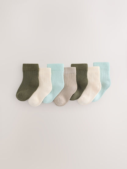 Green Baby Socks 7 Pack (0mths-2yrs) - Size 50cm (First Size) - Green