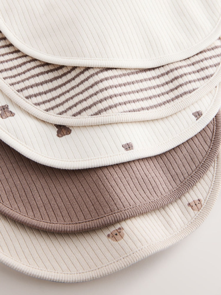 Brown Baby Bibs 5 Pack