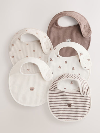Brown Baby Bibs 5 Pack - Up to 1 Month (50-56cm)