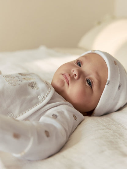 White Born in 2026 Baby Sleepsuit &amp; Hat Set (0-9mths)