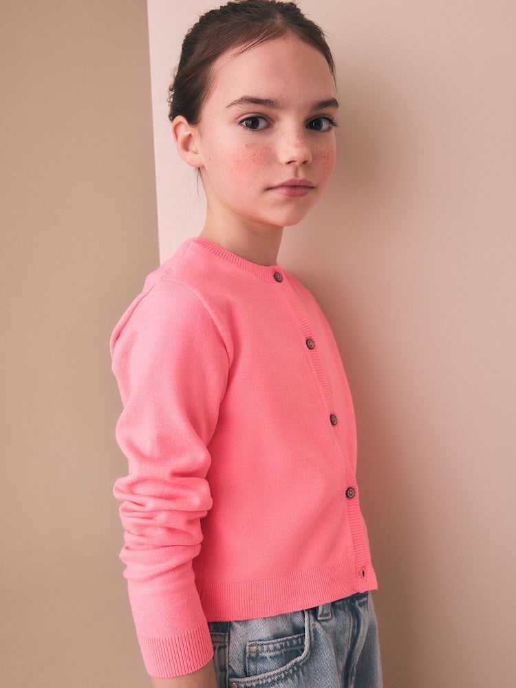 Fluro Pink Button Up Cardigan (3mths-16yrs) - Size 3 Years (98cm) - Fluro Pink Button Up