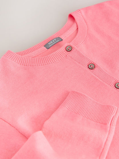 Fluro Pink Button Up Cardigan (3mths-16yrs) - Size 3 Years (98cm)