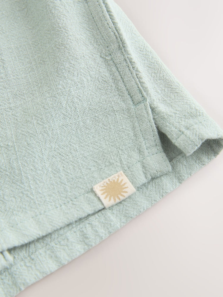 Light Green Short Sleeve Revere Collar Shirt &amp; Shorts Set (3mths-10yrs)