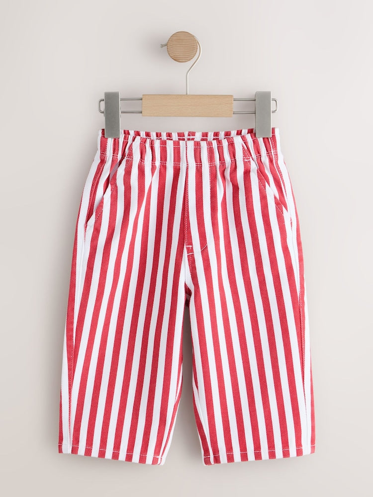 Red/Ecru Pull On Wide Trousers (3mths-7yrs) - Red/Ecru Pull On Wide / 12-18 Months (80-86cm)